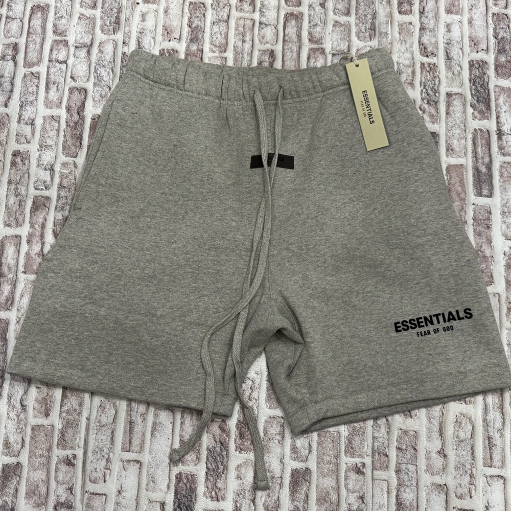 Fear of God Essentials Sweat Shorts Dark Oatmeal Grey Mens Medium 0217 New
